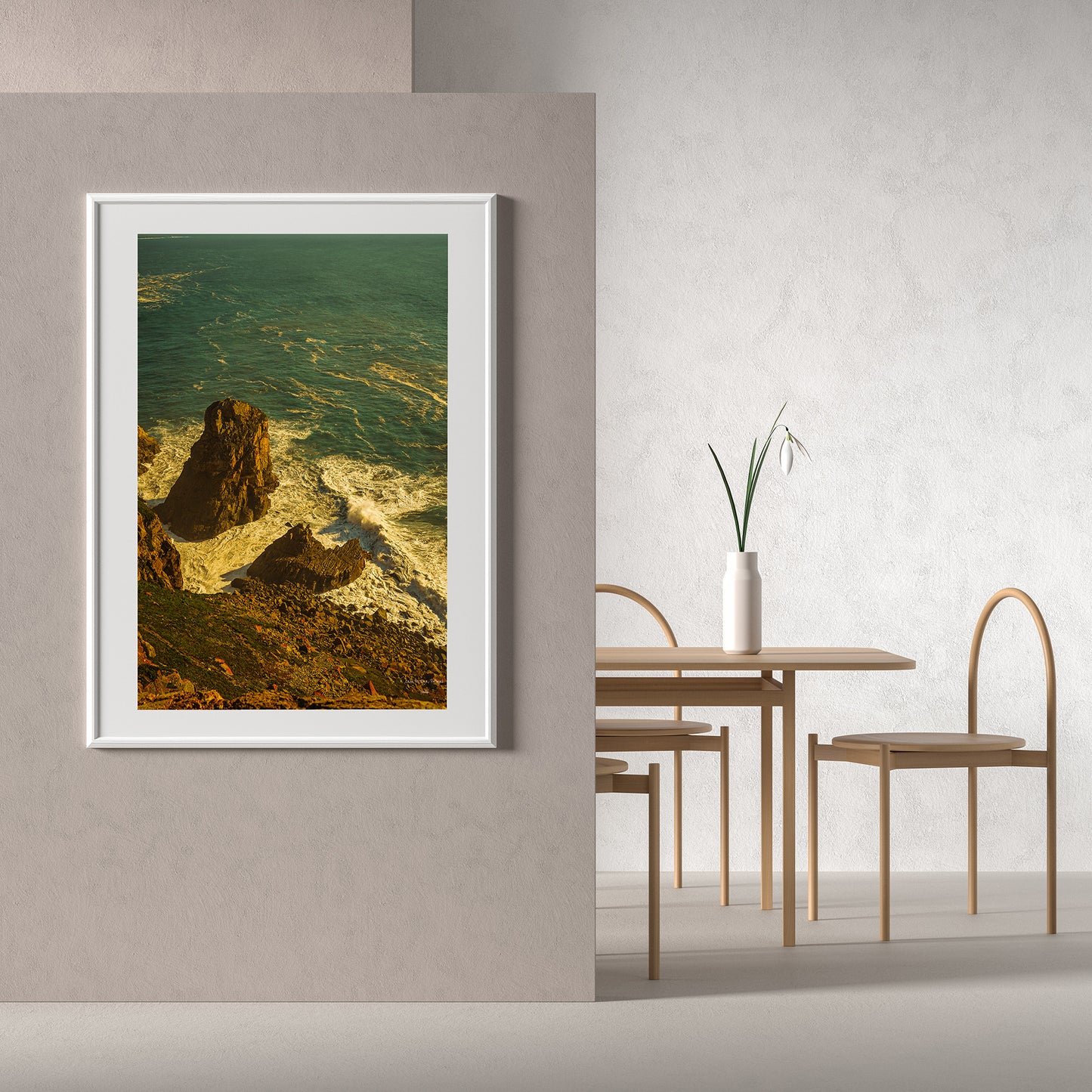 Pastel Ocean Sea Wall Art, Portugal Coastal Digital Download
