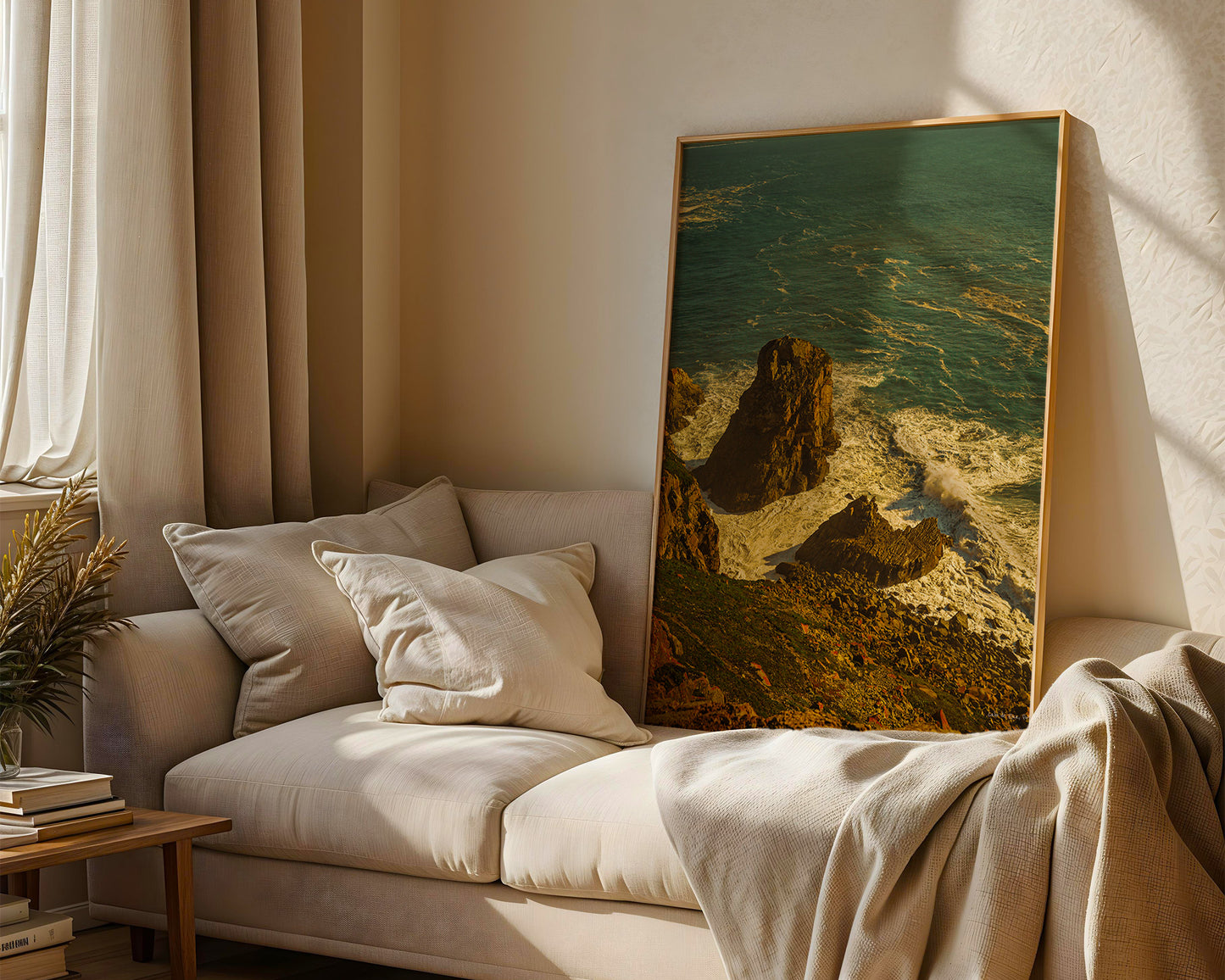 Pastel Ocean Sea Wall Art, Portugal Coastal Digital Download