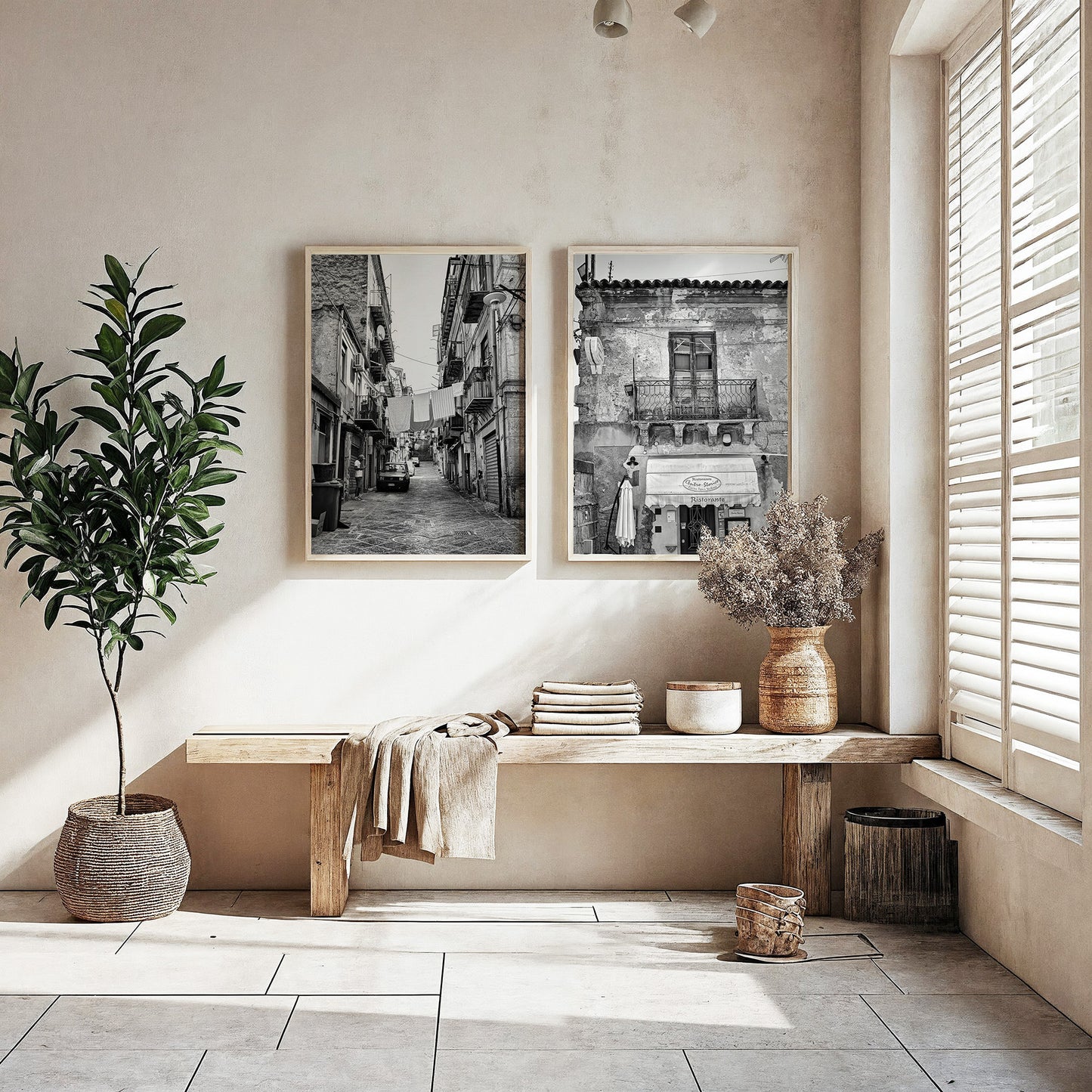 Sicily Black and White Wall Art, Set of 2 Digital Downloads