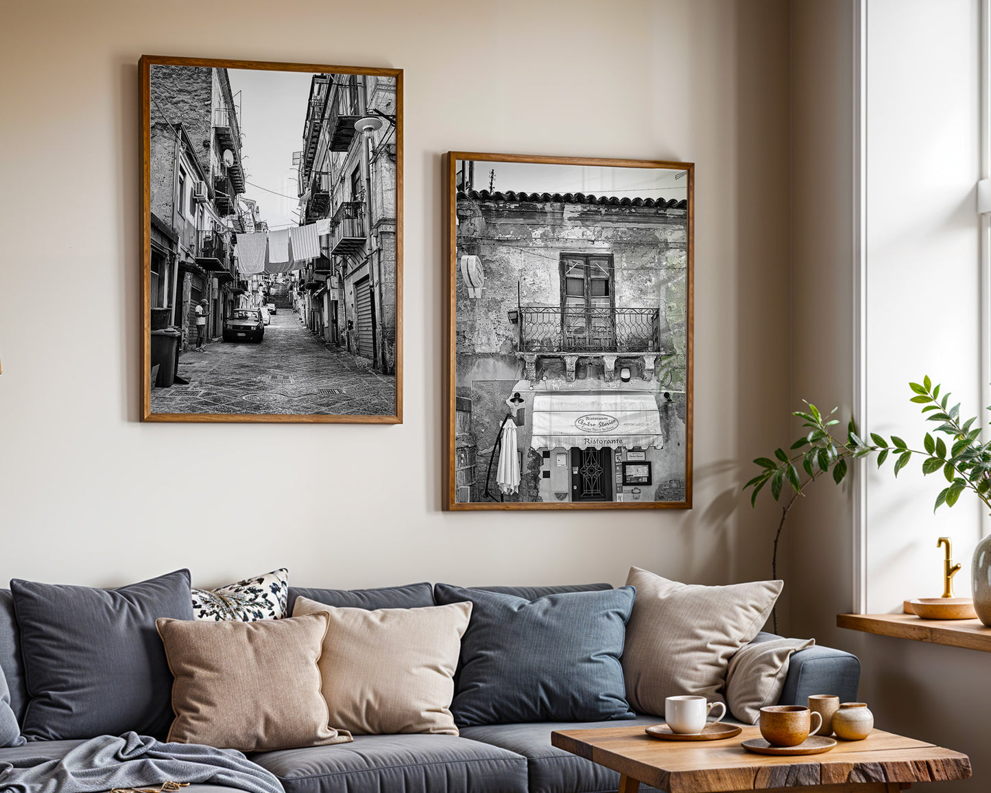 Sicily Black and White Wall Art, Set of 2 Digital Downloads