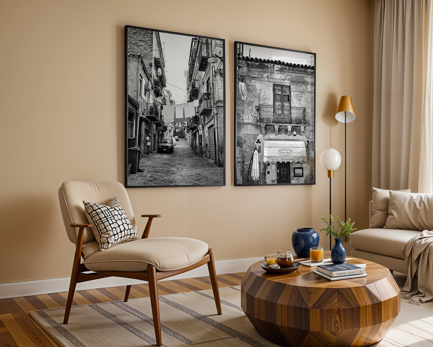 Sicily Black and White Wall Art, Set of 2 Digital Downloads