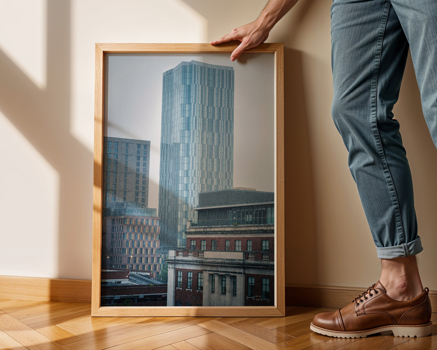 Cinematic Leeds Cityscape in the Rain, Digital Download Photography