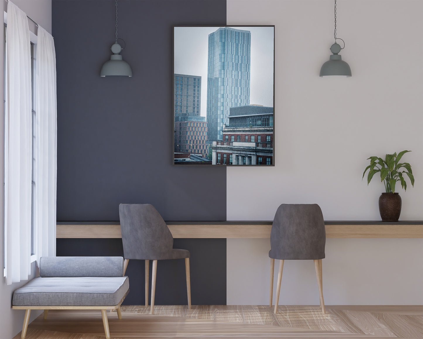 Cinematic Leeds Cityscape in the Rain, Digital Download Photography