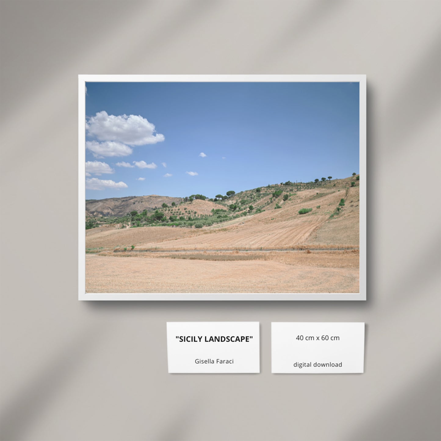 Landscape of Sicily Digital Download, Summer countryside in Italy Wall Art