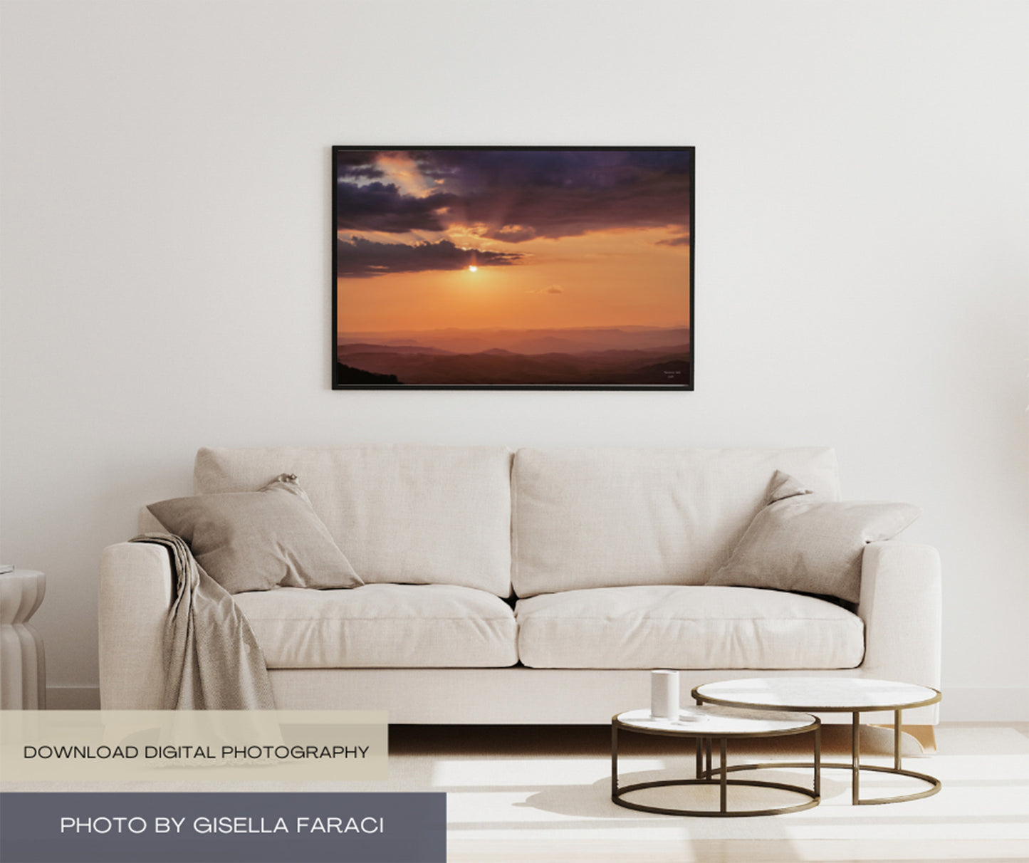Sicily Orange Sunset Photograph, Digital Download