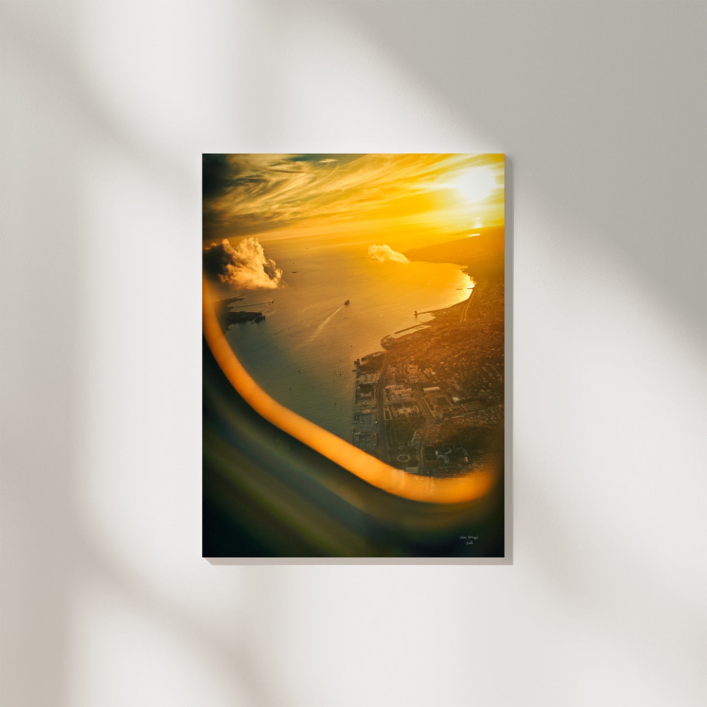 Sunset View of Lisbon From Airplane Window, Digital Download Photography
