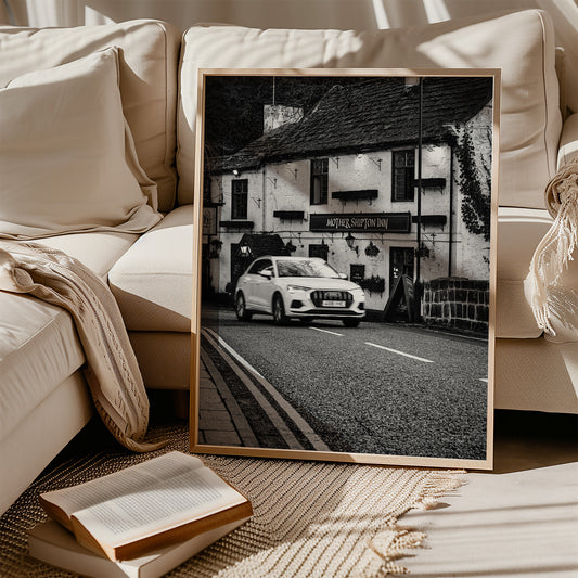 Vintage Knaresborough Pub Poster, B & W Photograph, Digital Download